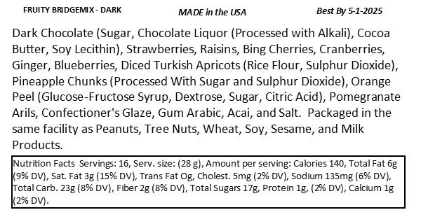 Fruity Bridgemix - Dark Chocolate - 16 oz Jar