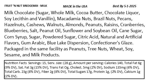 Fruit 'N Nut Bridgemix - Milk Chocolate - 14 oz Jar