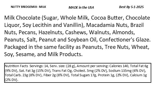 Nutty Bridgemix - Milk Chocolate - 14 oz Jar
