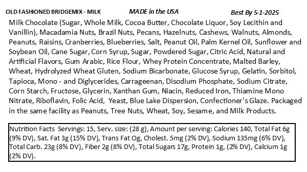 Old Fashioned Bridgemix - Milk Chocolate - 14 oz Jar